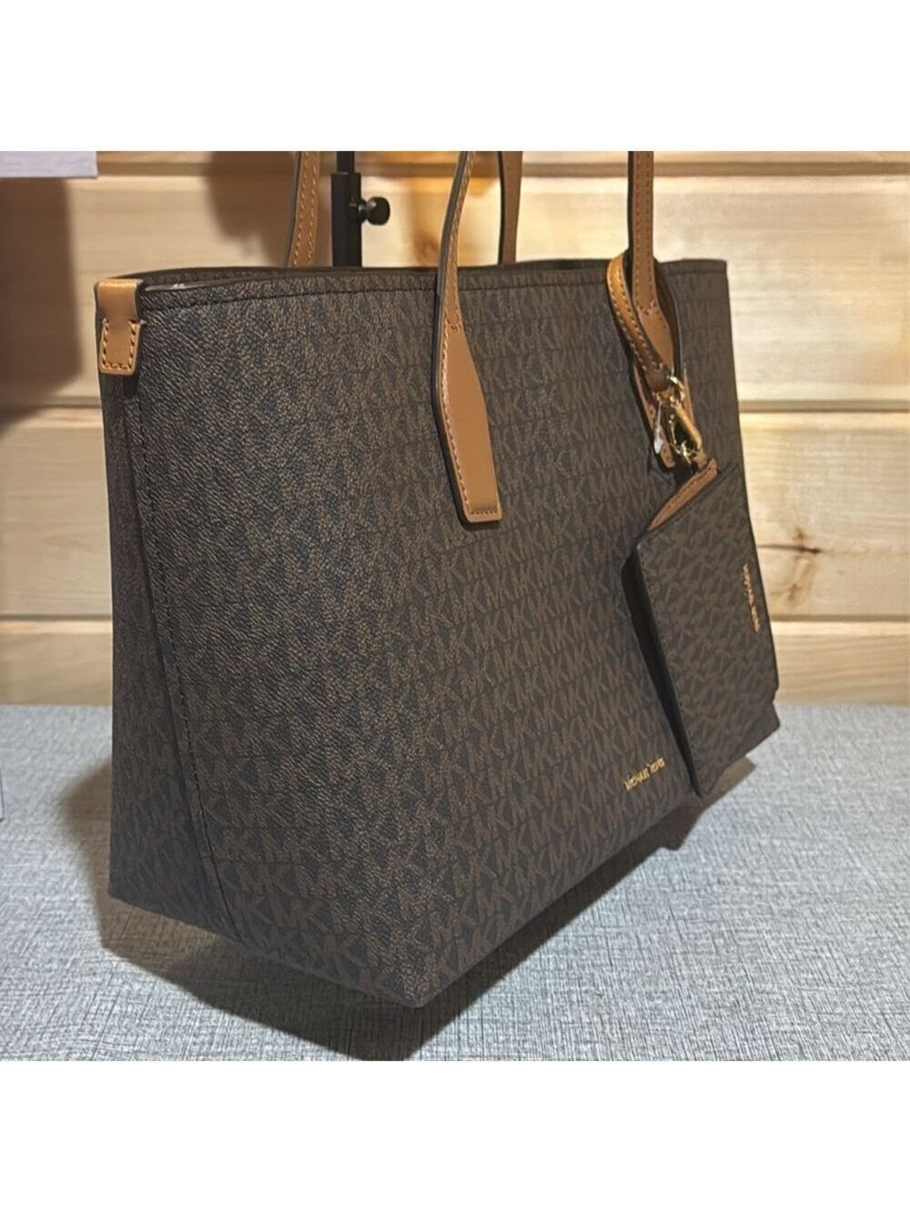 Michael Kors Medium Charlie Tote Acorn Brown Logo NWT - Picture 9 of 16